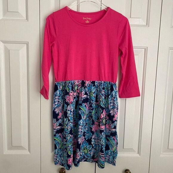 Lilly Pulitzer Girls' Mini Giavanna Dress XL High Tide Navy Pineapple Paradise - Picture 2 of 6